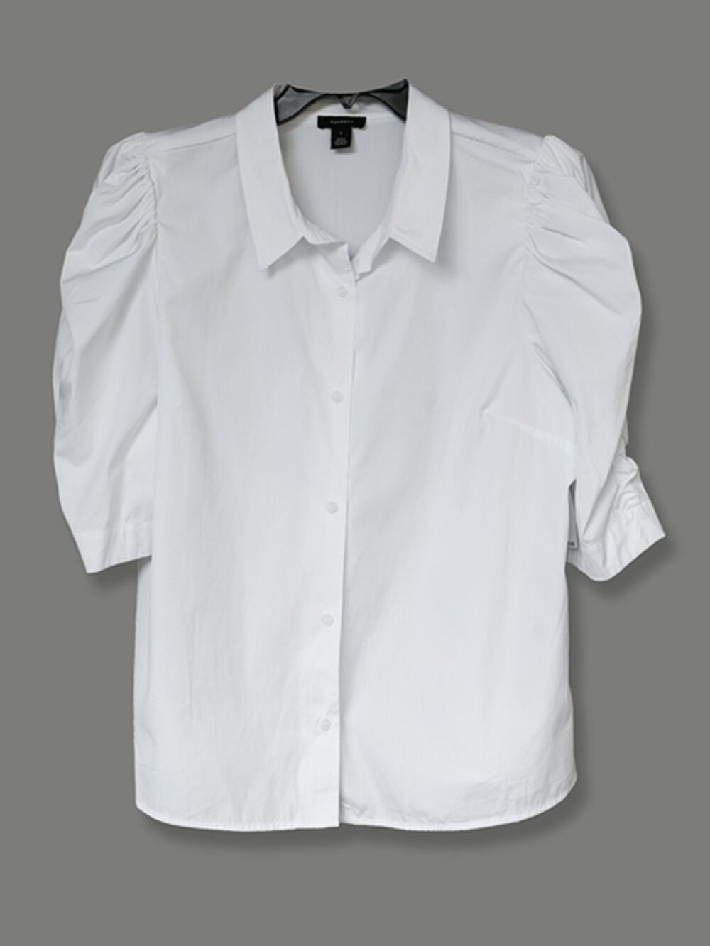Halogen Classic White Button Up Shirt Corporate Professional Puff Sleeve Blouse